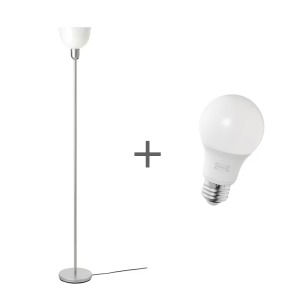 [IKEA] HEKTOGRAM 플로어스탠드와 전구/조명 (실버) 404.777.31/004.985.80