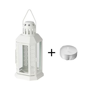 [IKEA] ENRUM-GLIMMA 양초와 랜턴세트/크리스마스소품 (화이트) 705.263.58/204.932.56